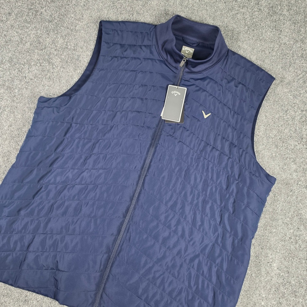 Callaway Golf Vest Mens XXL Peacoat Blue Quilted Full Zip Puffer CGVFE0D8 NWT